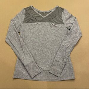 lululemon Just Breathe Long Sleeve Mesh Top Heathered Slate Size 8